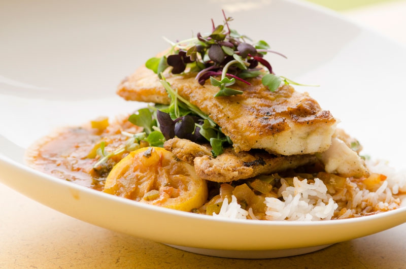 LA Gulf fish with Jazzmen Brown Rice by Executive Chef Travis Johnson - Tulane Sodexo